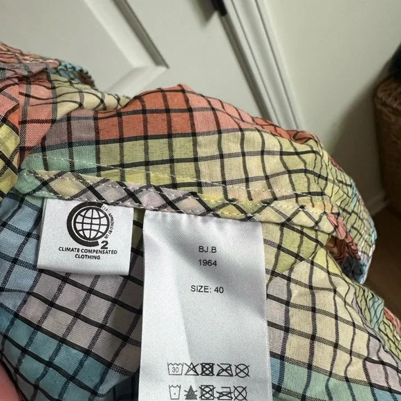 GANNI Seersucker Puff-Sleeve Dress - Picture 3 of 6